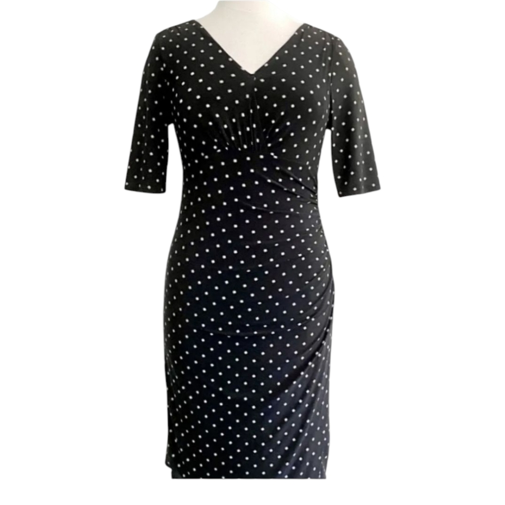 NWT Lauren Ralph Lauren Star Print Faux Wrap Dress | 16 | Stretch Jersey Knit